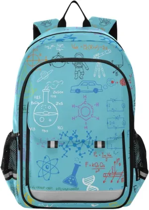 Backpack Daypack Blue Science Biology Chemistry Formulas Physics Math Education Shoulder Bag Rucksack Knapsack