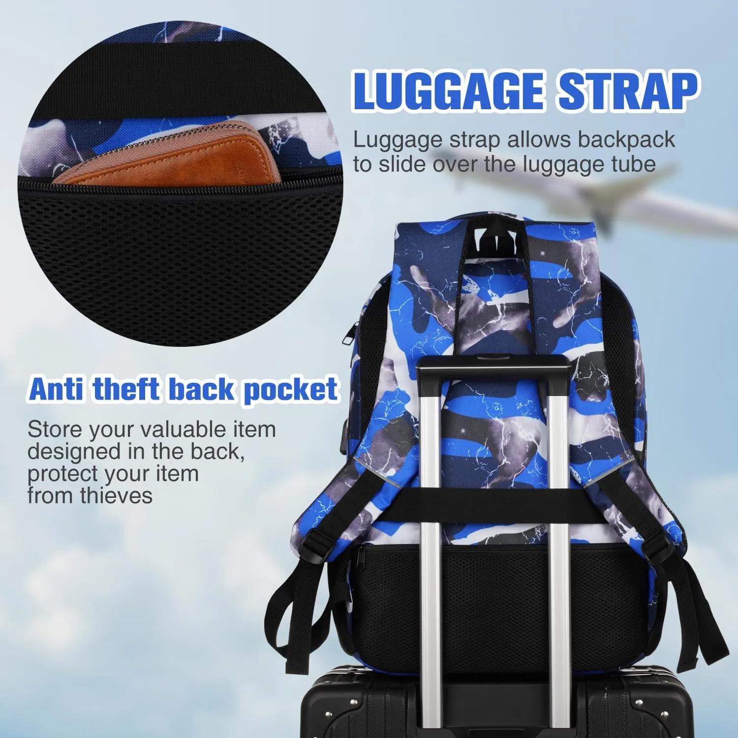 Backpack for Men,College Backpack High School Bookbag for Teen Boys Laptop Bookbag with USB Port