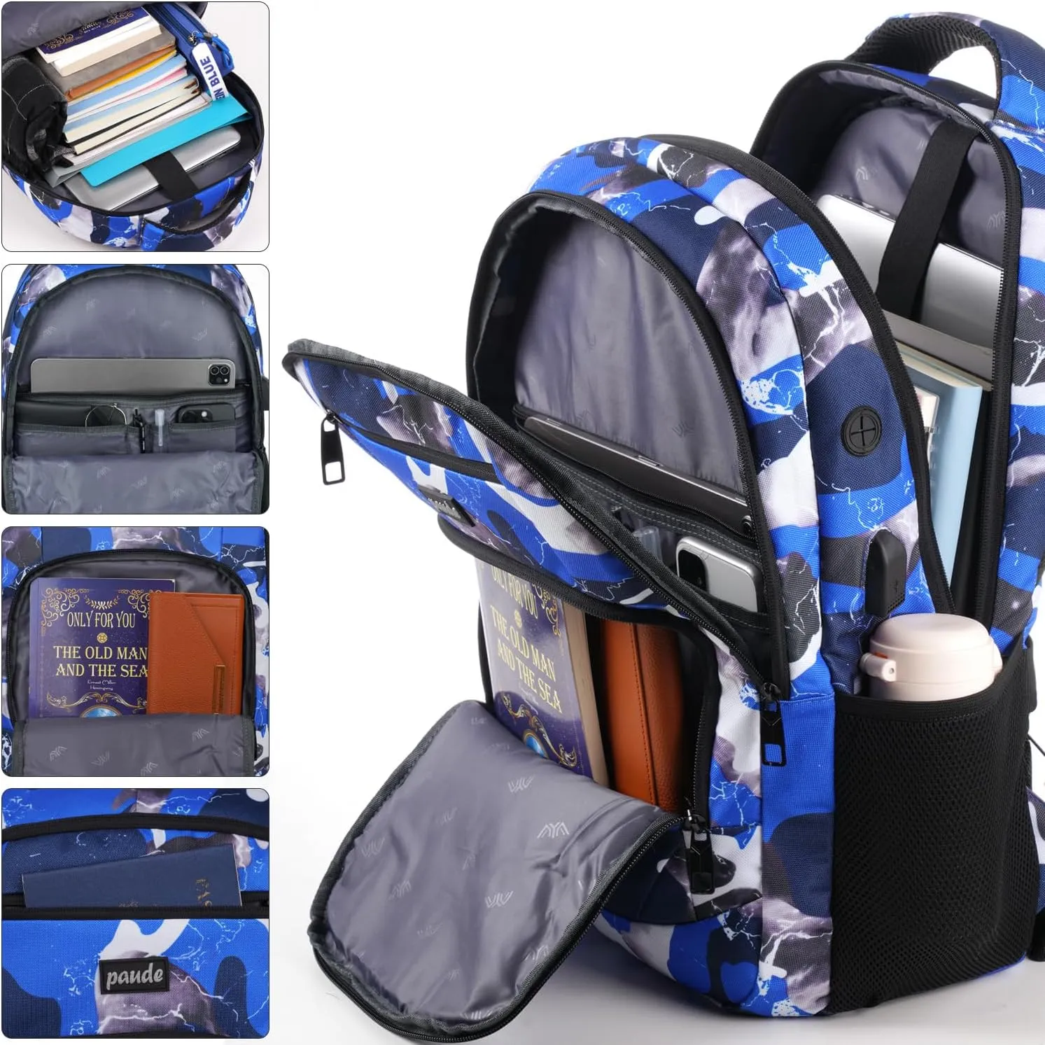 Backpack for Men,College Backpack High School Bookbag for Teen Boys Laptop Bookbag with USB Port
