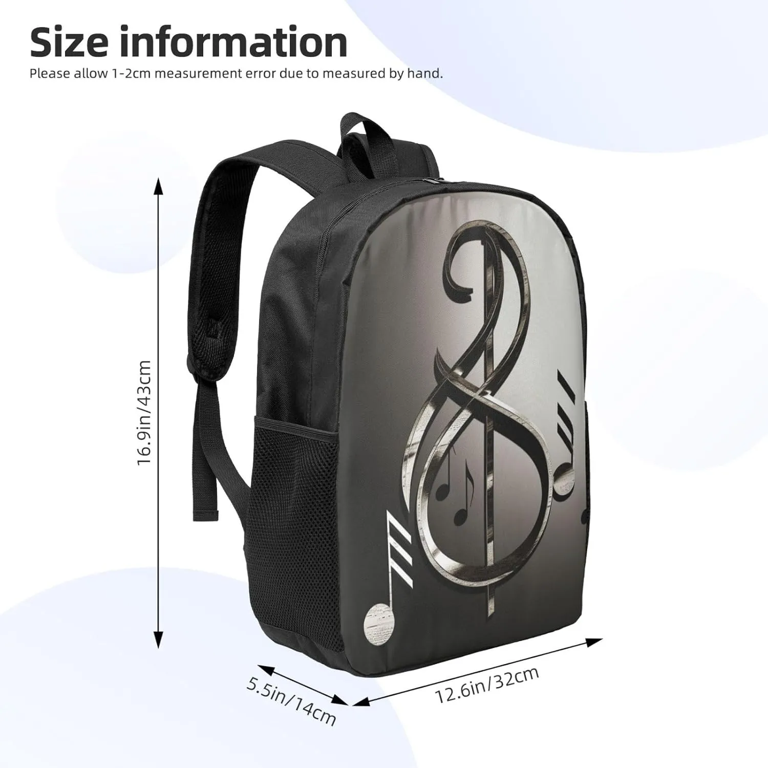Backpack for Women Men Lightweight Casual Travel Daypack Music Symbol Laptop Backpack Cute Work Bag