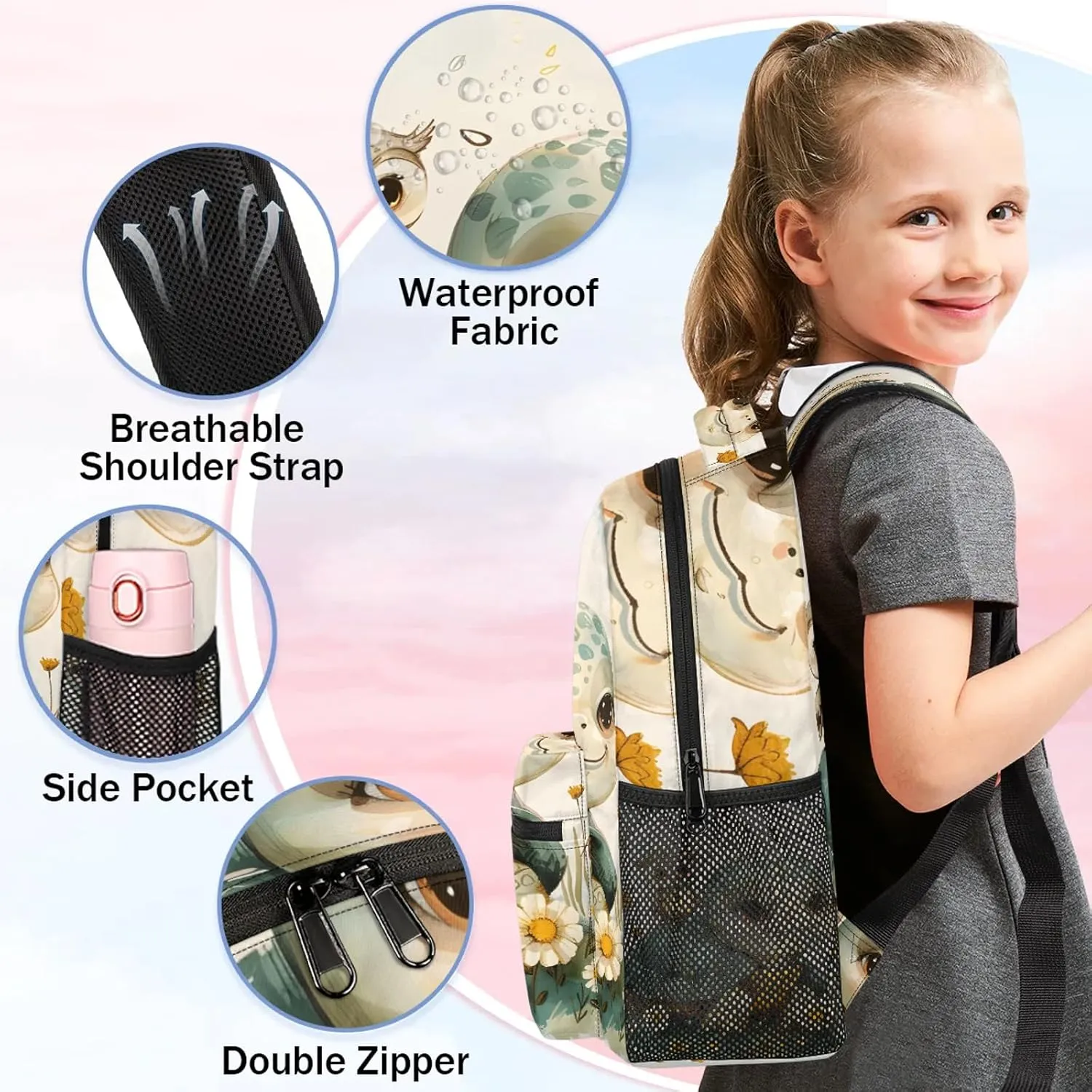 Backpack Mama Turtle Book Bags Laptop Backpacks Lightweight Multipurpose Daypack for Men Women Travel Hiking