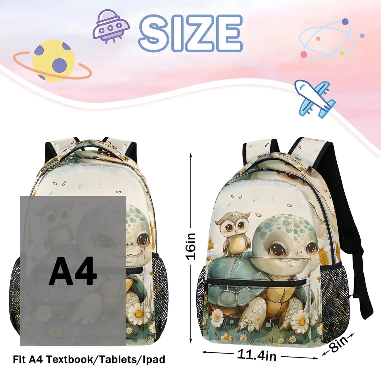 Backpack Mama Turtle Book Bags Laptop Backpacks Lightweight Multipurpose Daypack for Men Women Travel Hiking