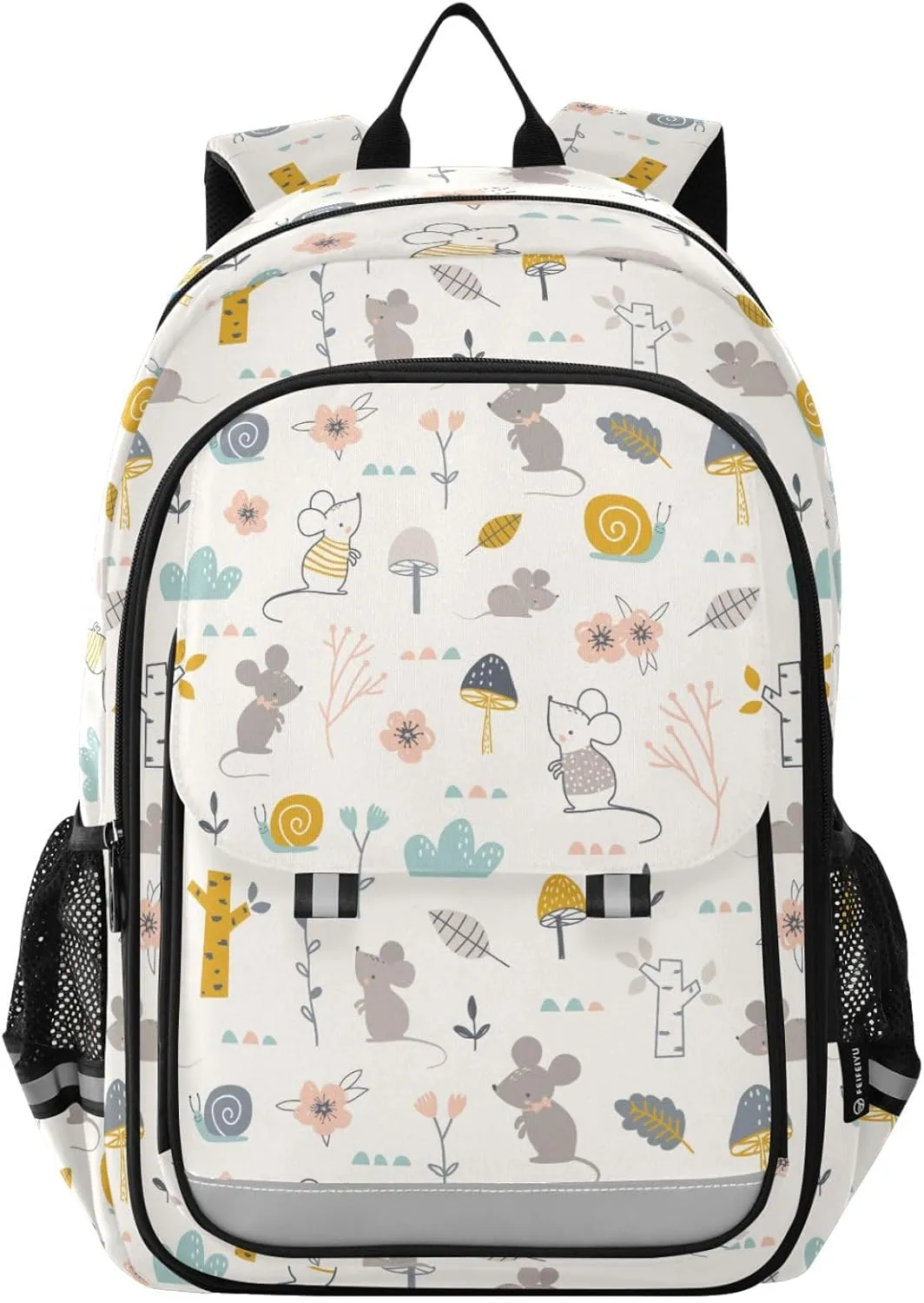 Backpack Mouses Snails and Flowers School Shoulder Bag Lightweight Laptop Backpack Student Casual Travel Daypack