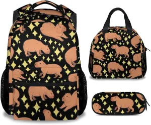 Backpack with Lunch Box for Girls, School Backpacks for Kids Boys, 17 Inch Cute Animal Bookbag with Pencil Case, Girls Bookbags for Elementary Middle School