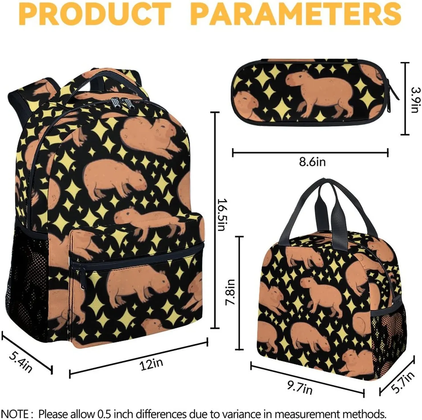 Backpack with Lunch Box for Girls, School Backpacks for Kids Boys, 17 Inch Cute Animal Bookbag with Pencil Case, Girls Bookbags for Elementary Middle School