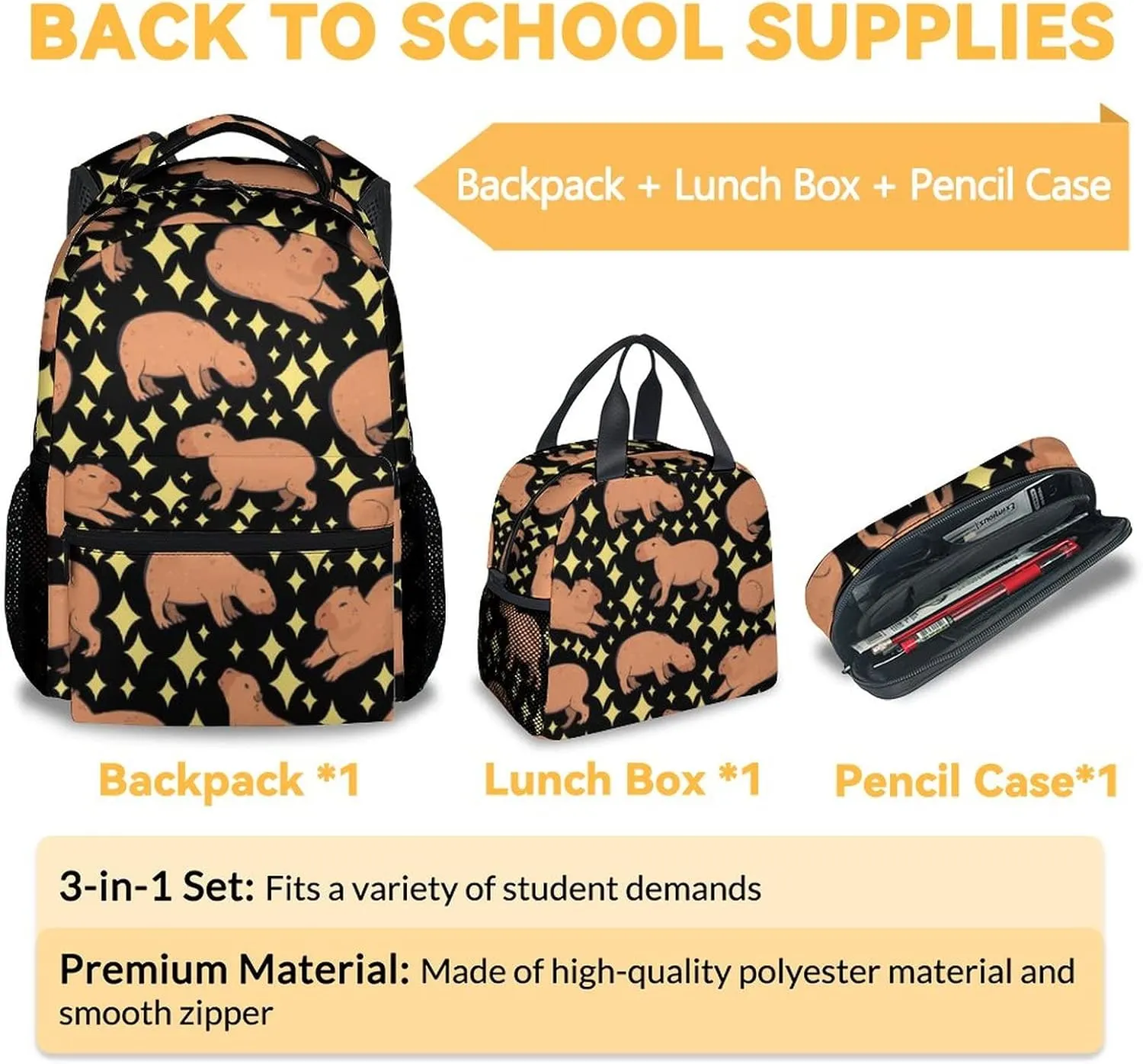 Backpack with Lunch Box for Girls, School Backpacks for Kids Boys, 17 Inch Cute Animal Bookbag with Pencil Case, Girls Bookbags for Elementary Middle School