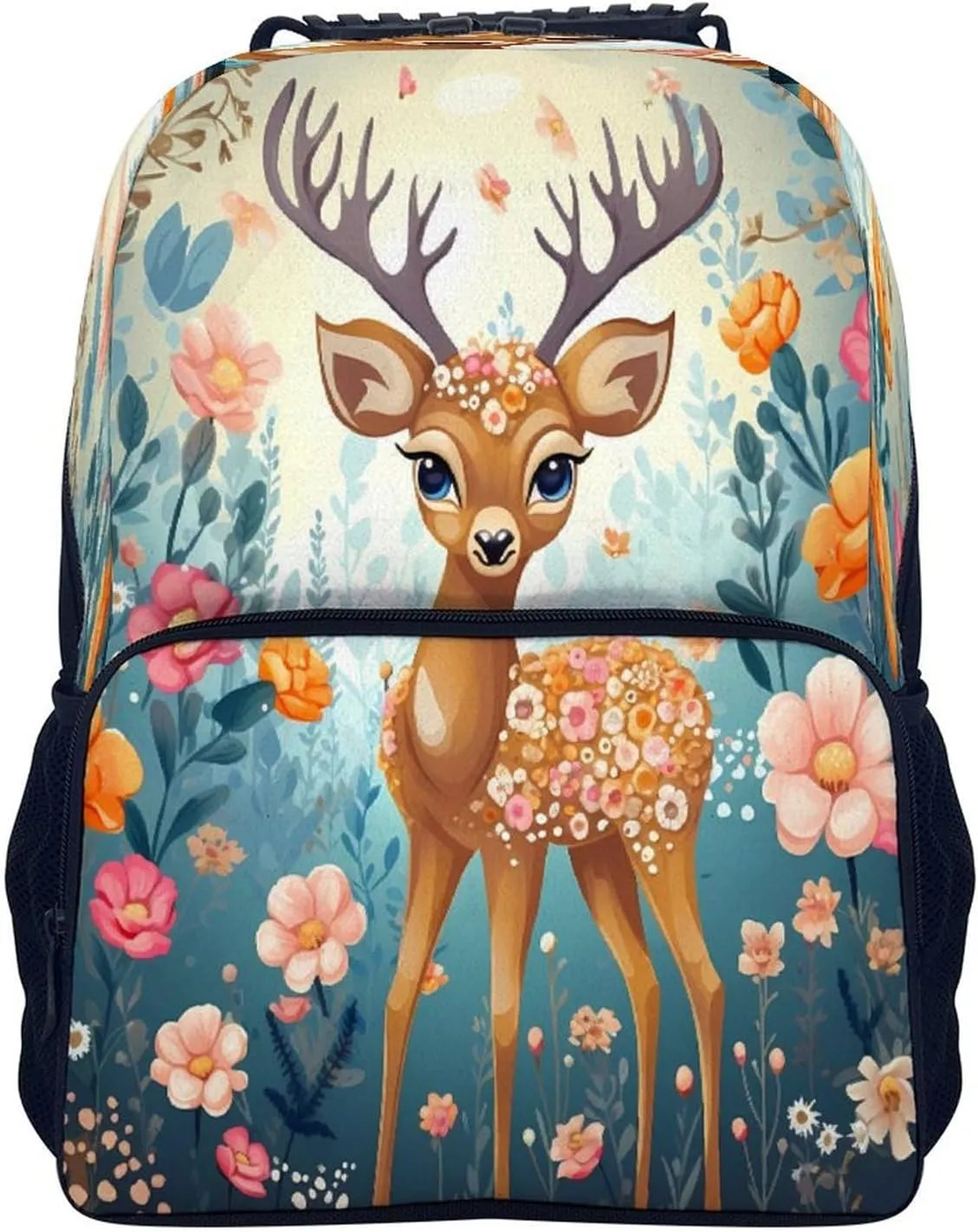 Backpacks Cartoon Deer Flower Travel Bag Business Work Laptop Backpack