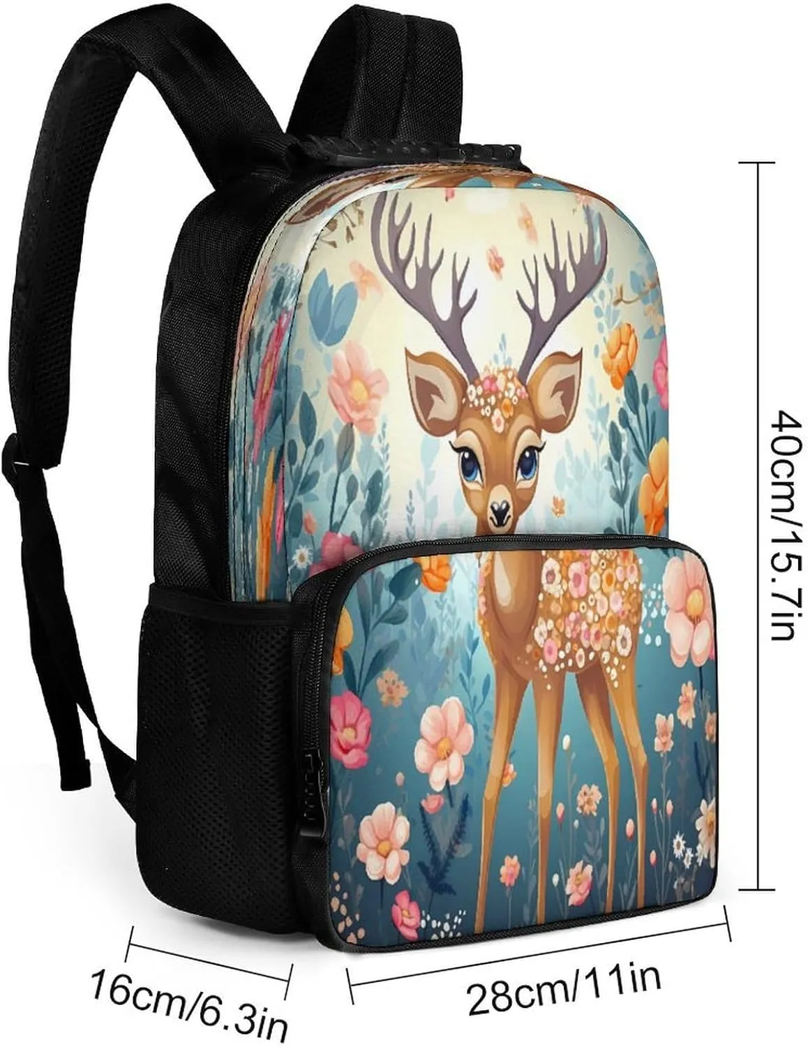 Backpacks Cartoon Deer Flower Travel Bag Business Work Laptop Backpack