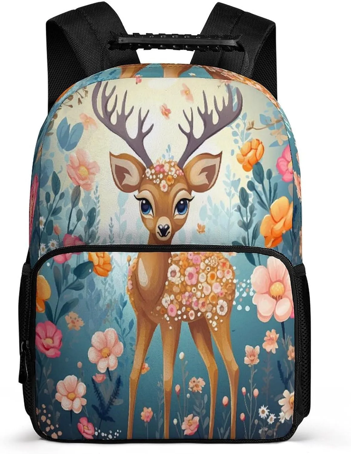 Backpacks Cartoon Deer Flower Travel Bag Business Work Laptop Backpack