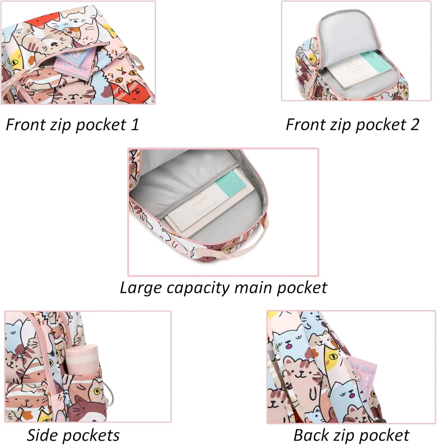 Backpacks for Girls Cute Cat Backpack Elementary School Backpack Students Bookbag for Girls