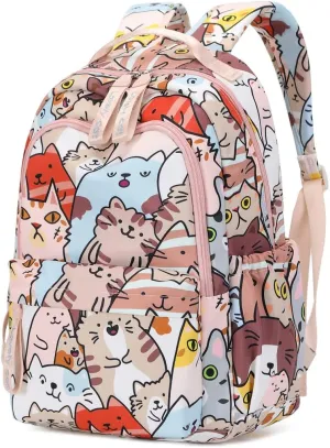 Backpacks for Girls Cute Cat Backpack Elementary School Backpack Students Bookbag for Girls