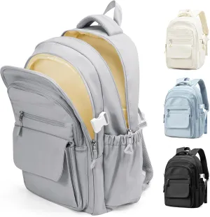 Backpacks For School Women Men,Lightweight College Backpack With Lots Of Pockets,Simple Middle School Bag,Cute Bookbag For Teens Boys Girls（Grey）