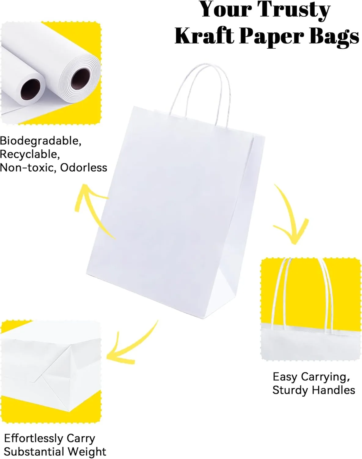 BAG BOX Gift Bags Paper Bags with Handles,Kraft Paper Shopping Bags For Small Business Small Gift Bag with Handles for Grocery Birthday Party Supplies