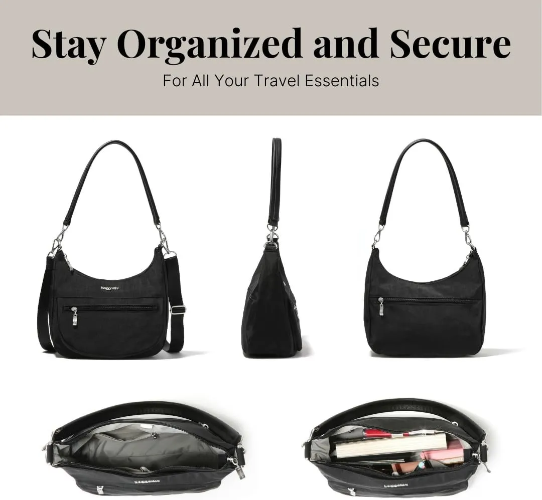 Baggallini Modern Pocket Half Moon 11"x10.5" Shoulder Women W/Replaceable Straps Converts to Crossbody Bag