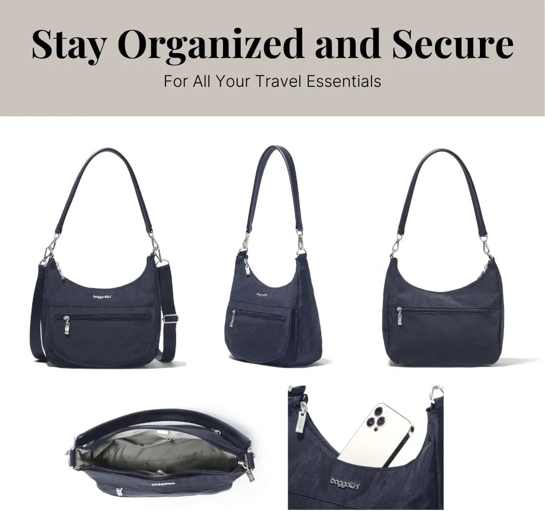 Baggallini Modern Pocket Half Moon 11"x10.5" Shoulder Women W/Replaceable Straps Converts to Crossbody Bag