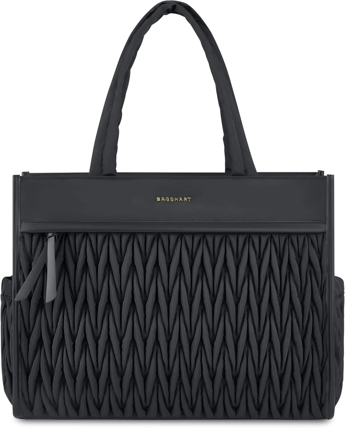 BAGSMART Tote Bag for Women, Large Shoulder HandBags with Zipper, Black Purses and Top Handles for Travel, Work