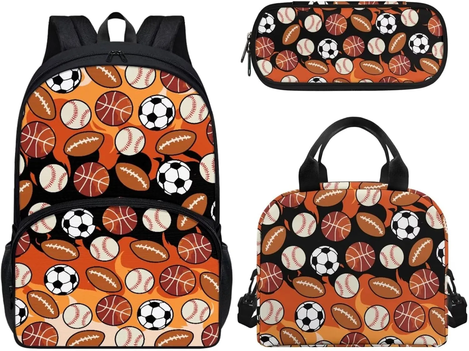 Ball Backpack for Kids, Boys Girls Young Student Bookpack with Lunch Box Pencil Case Kindergarten School Bookbag Back to School Gift