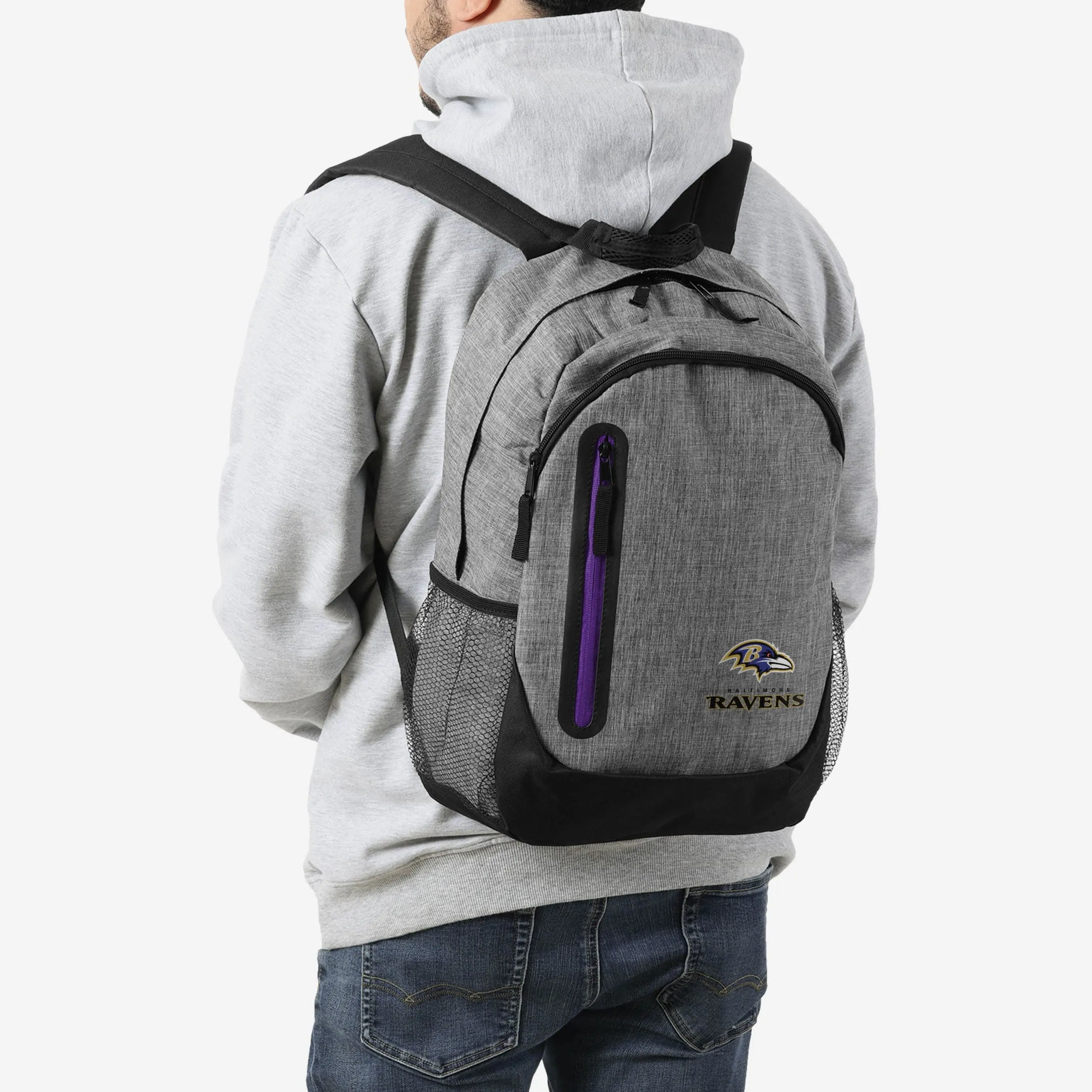 Baltimore Ravens Heather Grey Bold Color Backpack