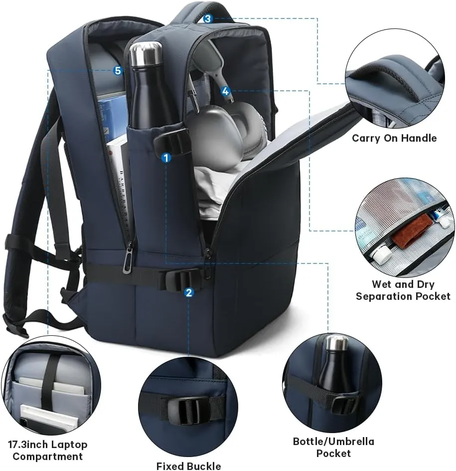 BANGE Travel Backpacks,17-inch Laptop Backpack for Airline Approved,Waterproof Carry On Weekender Backpack for Men and Women