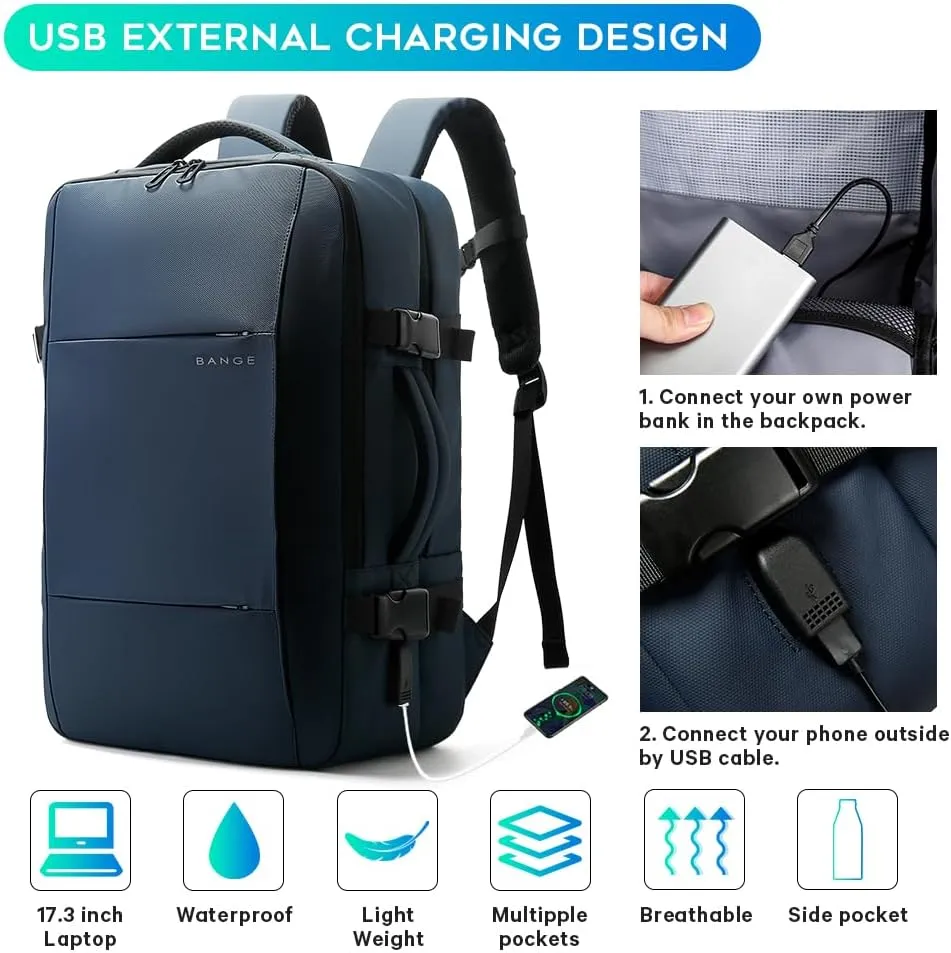 BANGE Travel Backpacks,17-inch Laptop Backpack for Airline Approved,Waterproof Carry On Weekender Backpack for Men and Women