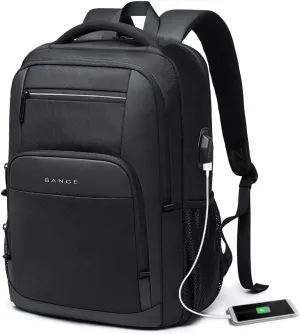 BANGE Travel Laptop Backpack with USB charge port can fit 15.6 Inch laptop for Men and Women (Black)