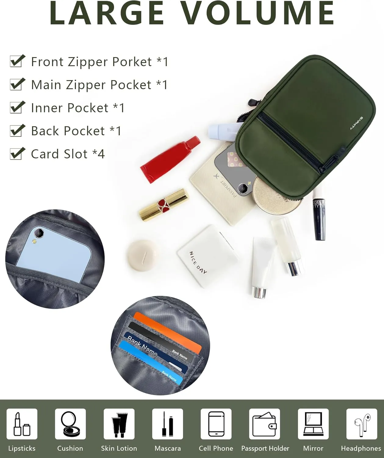 BAPHITY Crossbody Bag Sling Purses for Women Trendy, Convertible Multi Position Fanny Back Pack Sling Bag for Women Cross Body