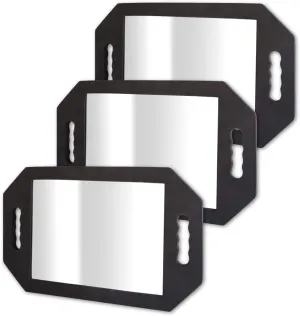 BarberMate 3PK Large Rectangular Double Handheld Foam Cushion Mirror with Handles