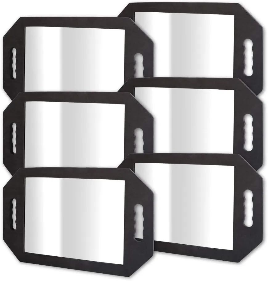 BarberMate 6PK Large Rectangular Double Handheld Foam Cushion Mirror with Handles