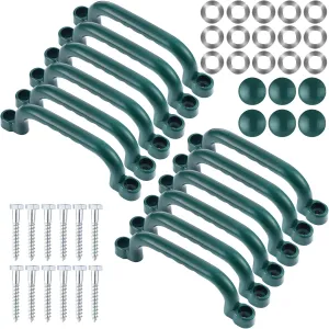 Barydat 12 Pieces Playground Handles Non Slip 9 Inch Playground Safety Handles Playground Accessories Plastic Safety Hand Grips for Backyard Playhouse Climbing Frame Tree House (Green)