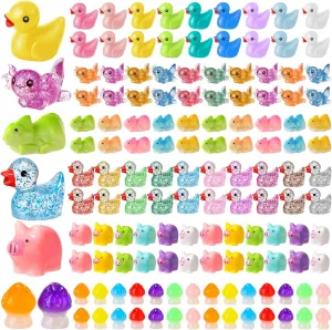 Barydat 200 Pcs Mini Resin Animals Figures Small Variety Animals to Hide Tiny Duck Axolotl Lizard Pig Mushroom Figures for Christmas Easter Gifts Landscape Game Garden Decorations Garden Crafts