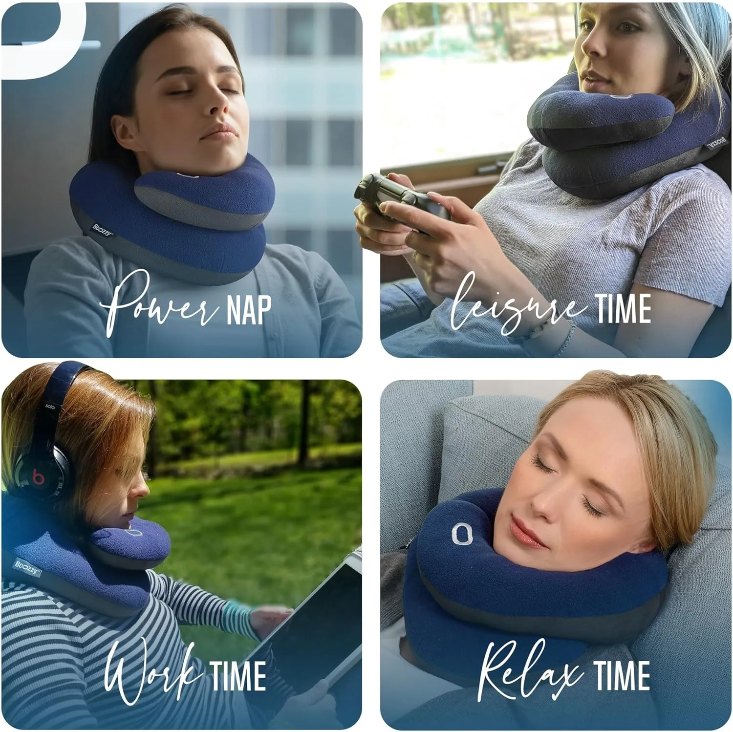 BCOZZY Organic Cotton Double Support Neck Pillow for Travel - 3 Ergonomic Positions for Head, Neck, and Chin Comfort - Ideal for Sleeping Upright on Flights, Cars, and at Home – X-Large, Gray
