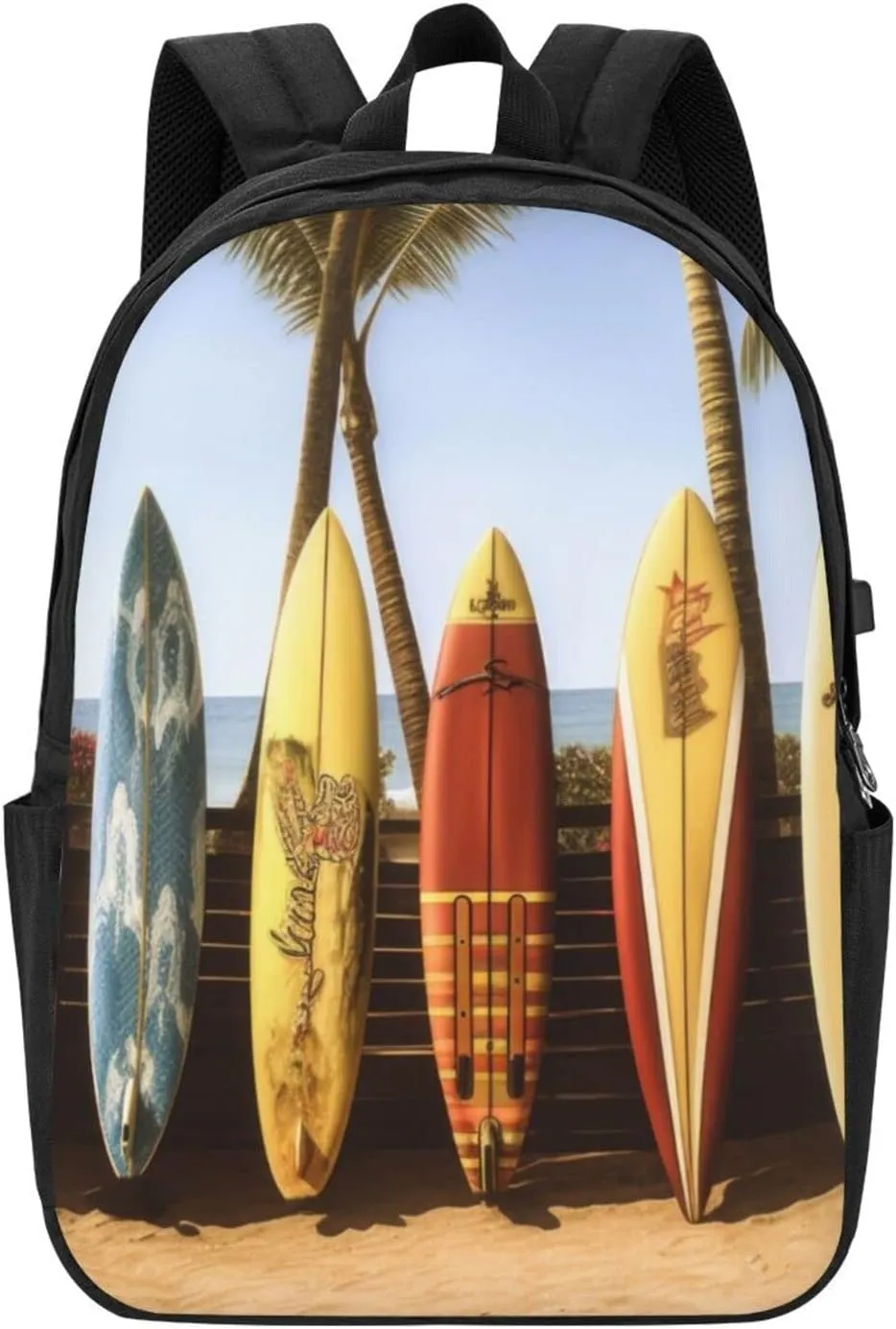 Beach Surfboard Travel Laptop Backpack - Durable Business Laptops Backpack with USB Charging Port