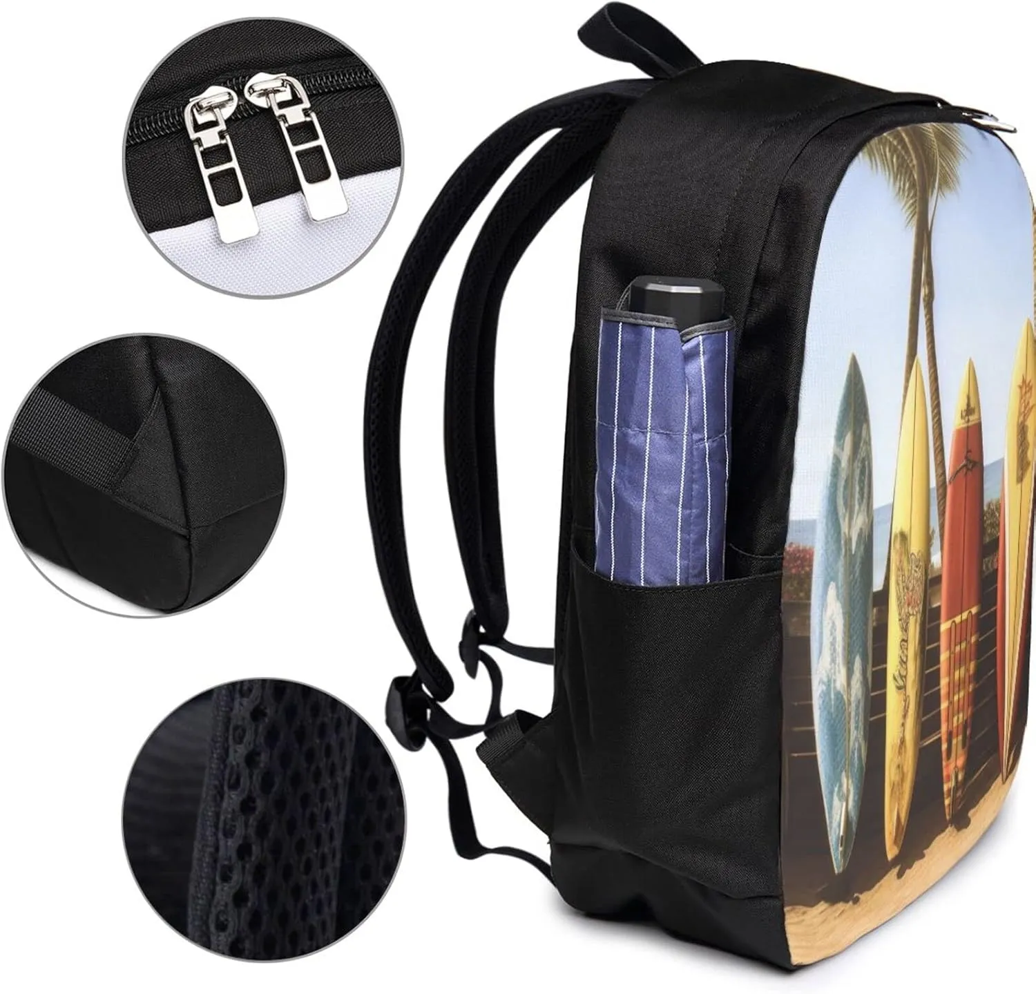 Beach Surfboard Travel Laptop Backpack - Durable Business Laptops Backpack with USB Charging Port