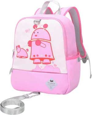 Beatrix New York - Toddler & Kids 11.5” Backpack Bag with Removable Leash for Girls & Boys (PINK ROBOT), Ideal for Preschool & Kindergarten Back to School