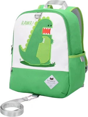 Beatrix New York - Toddler & Kids 11.5" Backpack Bag with Removable Leash for Girls & Boys Unisex (DINOSAUR), Ideal for Preschool & Kindergarten Back to School