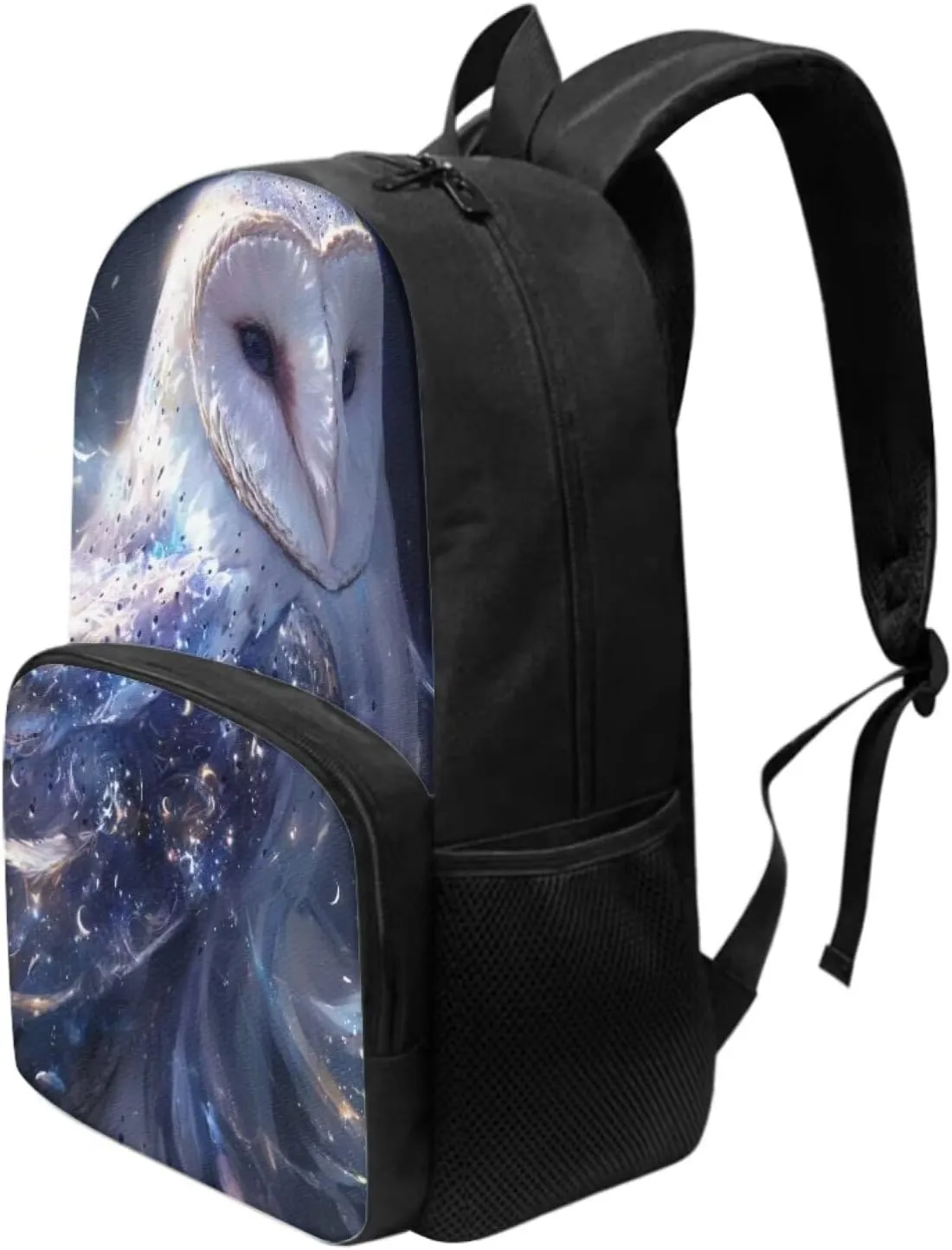 Beautiful Majestic Owl Backpack for Boys Girls Casual Lightweight 17 Inch School Bag with Front Pocket Padded Straps Kids Animal Print Bookbag Student Daypack for School Travel