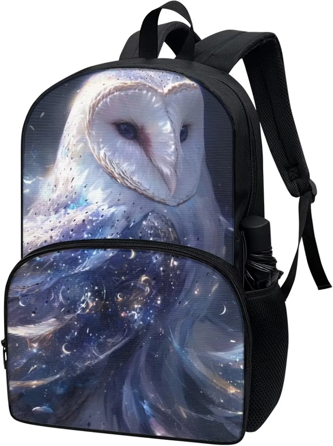Beautiful Majestic Owl Backpack for Boys Girls Casual Lightweight 17 Inch School Bag with Front Pocket Padded Straps Kids Animal Print Bookbag Student Daypack for School Travel