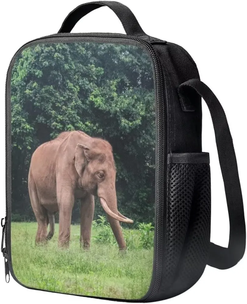 Beauty Collector Asian Elephant Lunch Bag Animal Back to School Lunch Box Case Cool Shoulder Strap Lunch Holder for Kids