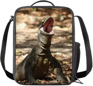 Beauty Collector Komodo Dragon Lunch Bag Animal Back to School Lunch Box Case Cool Shoulder Strap Lunch Holder for Kids