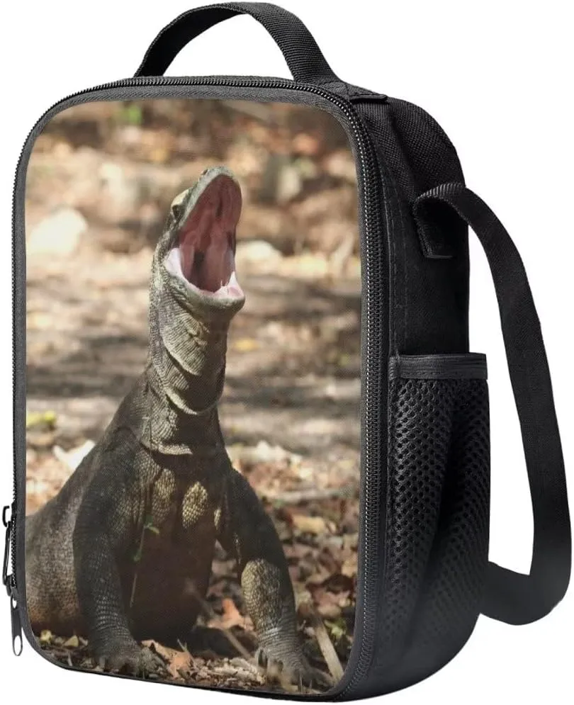 Beauty Collector Komodo Dragon Lunch Bag Animal Back to School Lunch Box Case Cool Shoulder Strap Lunch Holder for Kids
