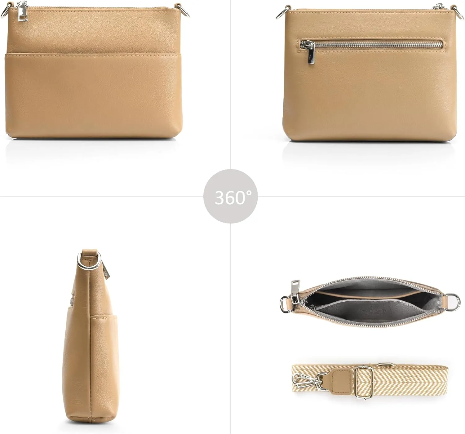 befen Genuine Leather Small Crossbody Purses for Women Travel Cross Body Bags Lightweight with Adjustable Shoulder Strap