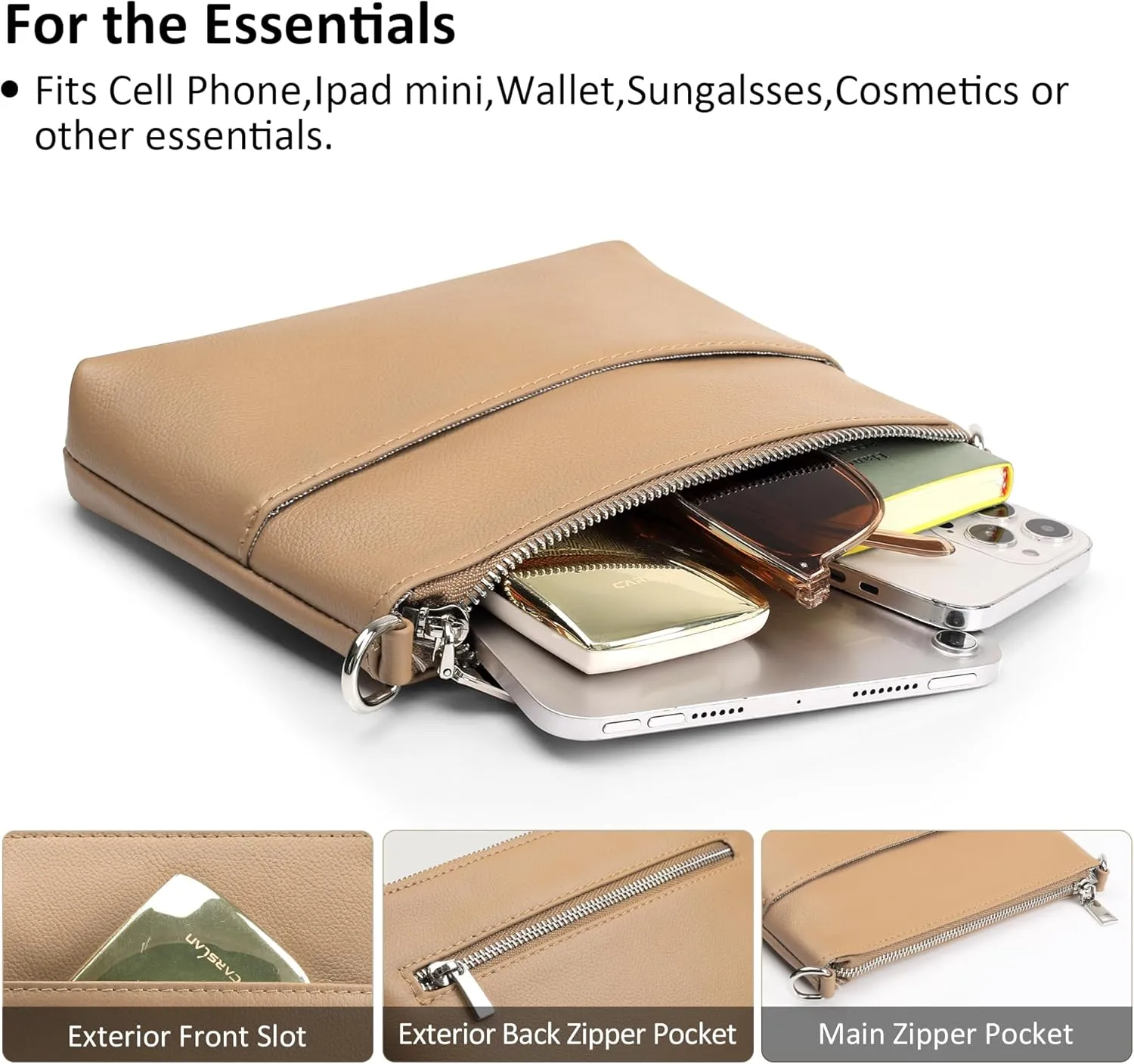 befen Genuine Leather Small Crossbody Purses for Women Travel Cross Body Bags Lightweight with Adjustable Shoulder Strap