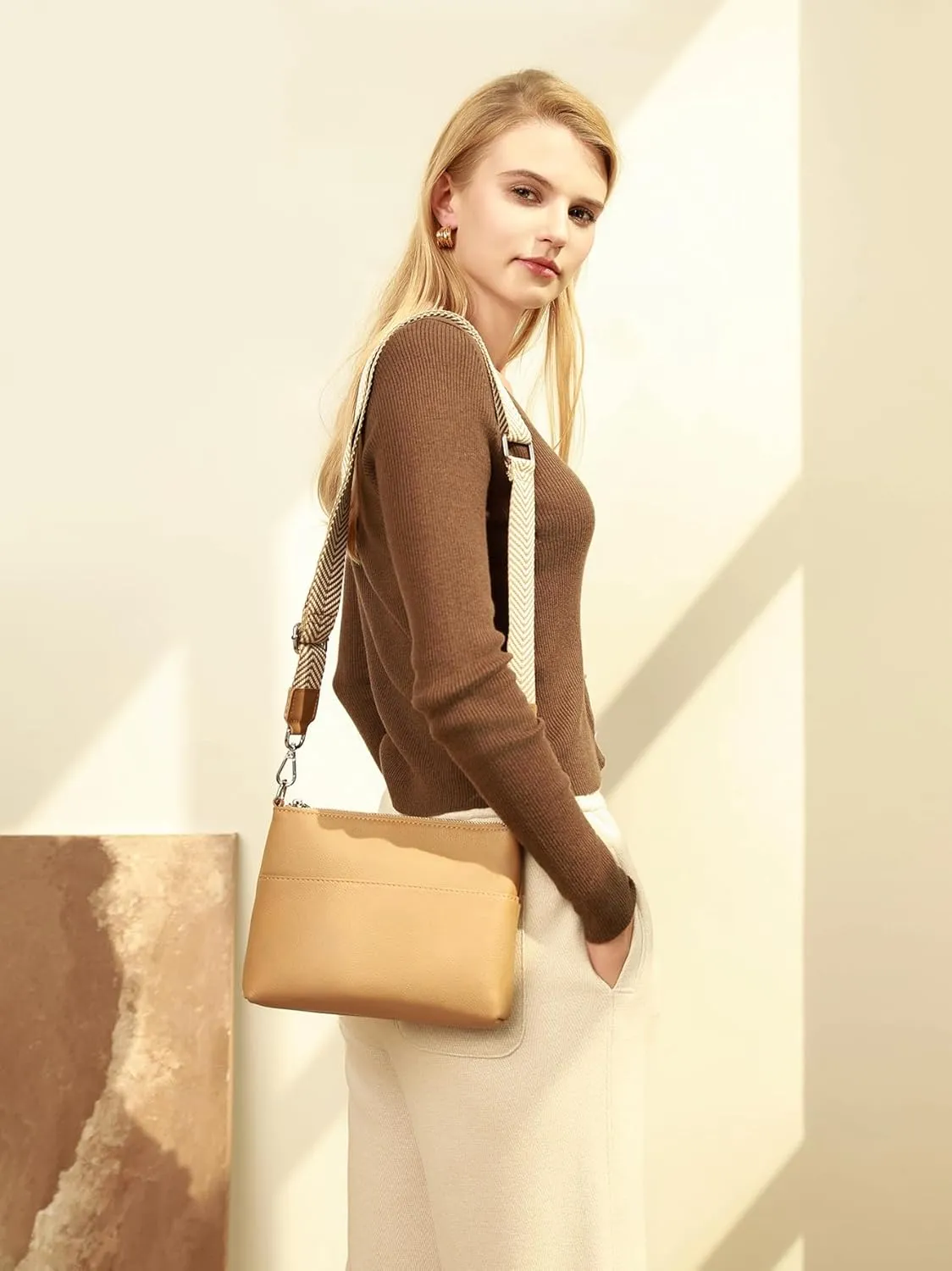 befen Genuine Leather Small Crossbody Purses for Women Travel Cross Body Bags Lightweight with Adjustable Shoulder Strap