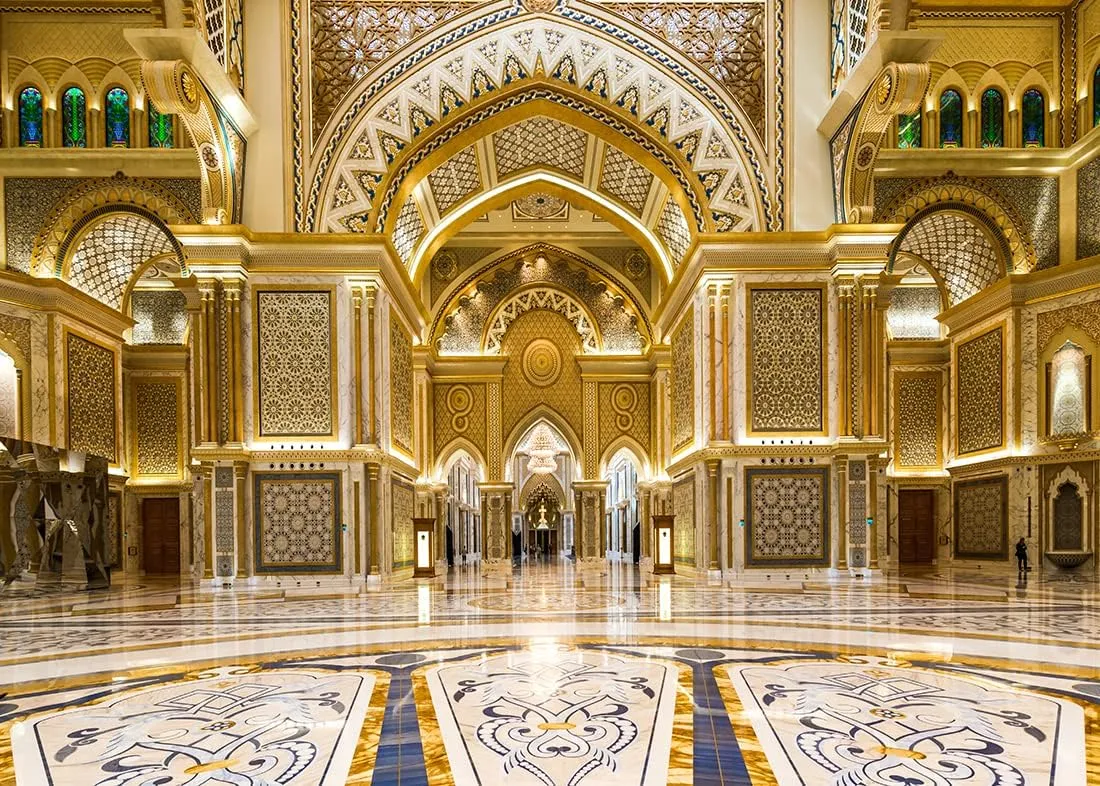 BELECO 10x8ft Fabric Luxurious Golden Palace Backdrop for Photography Royal Palace Hall Ballroom National Palace Abu Dhabi Presidential Palace Background Kids Adults Portrait Photoshoot Studio Prop