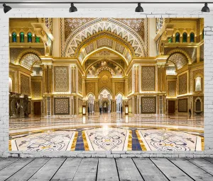 BELECO 10x8ft Fabric Luxurious Golden Palace Backdrop for Photography Royal Palace Hall Ballroom National Palace Abu Dhabi Presidential Palace Background Kids Adults Portrait Photoshoot Studio Prop