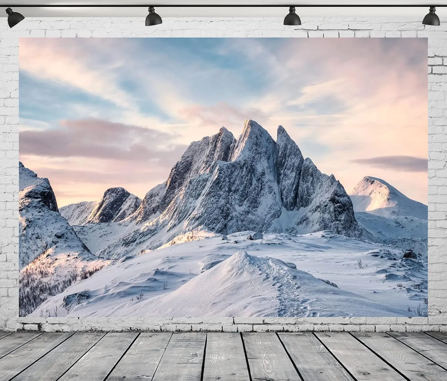 BELECO 12x10ft Fabric Majestic Snow-Covered Mountains Photography Backdrop Mountain Peaks High Hills Alpine Scenery Ski Mountain Background Outdoor Adventure Winter Travel Portrait Photo Props