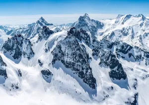 BELECO 15x10ft Fabric Snow-Covered Mountains Photography Backdrop Winter Alps Mountain Peaks Alpine Scenery Ski Mountain Background Outdoor Adventure Holiday Travel Portrait Photoshoot Props