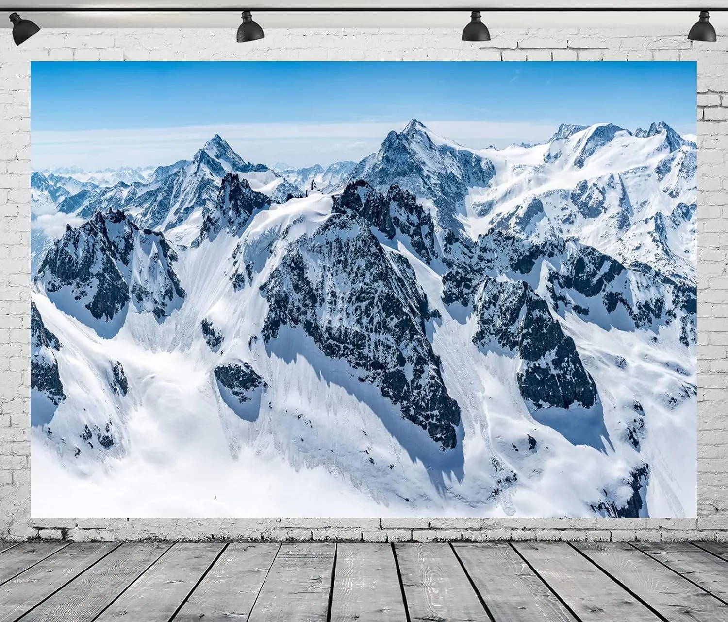 BELECO 15x10ft Fabric Snow-Covered Mountains Photography Backdrop Winter Alps Mountain Peaks Alpine Scenery Ski Mountain Background Outdoor Adventure Holiday Travel Portrait Photoshoot Props
