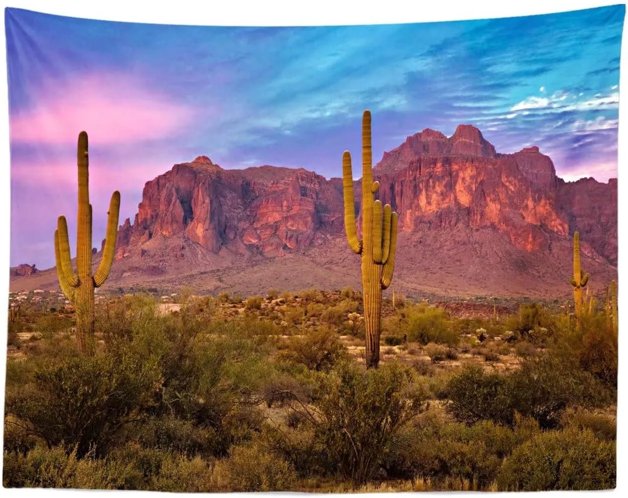 BELECO 15x8ft Fabric Arizona Desert Backdrop for Photography Western Party Decor Blue Sky Sand Dunes Prickly Cactus Saguaro Wilderness Mountain Background Cowboys Children Adult Portrait Photo Shoot