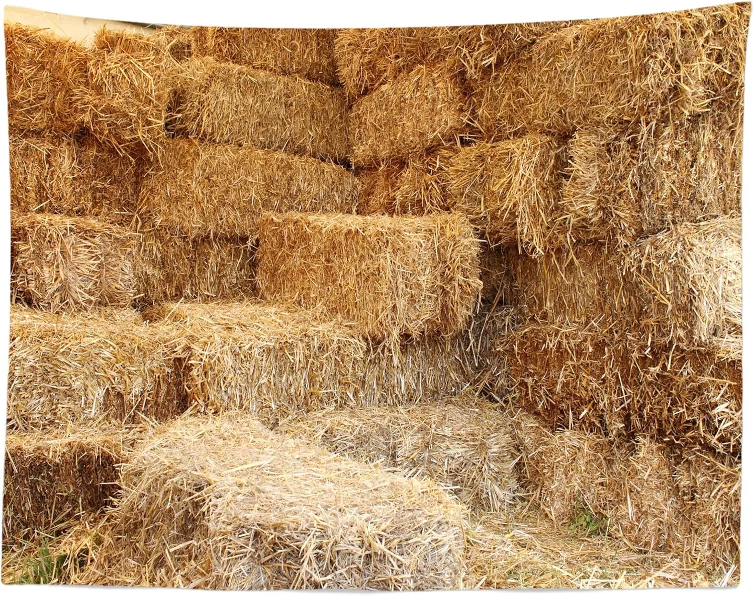 BELECO 7x5ft Fabric Farm Haystack Photography Backdrop Autumn Rural Barn Hay Bales Fall Harvest Backdrop Thanksgiving Day Party Decoration Straw Pile Party Supplies Kids Adults Portrait Photo Props